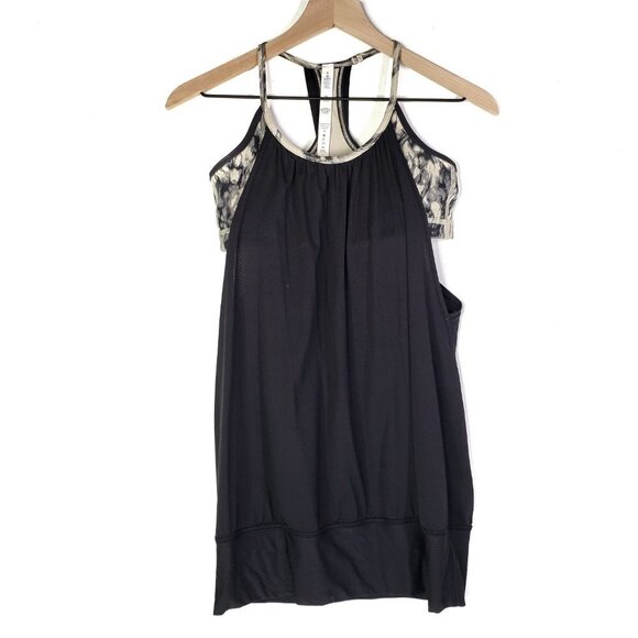 Lululemon No Limits Tank 6 Built In‎ Bra Black Great Granite Mojave Tan - Picture 1 of 7